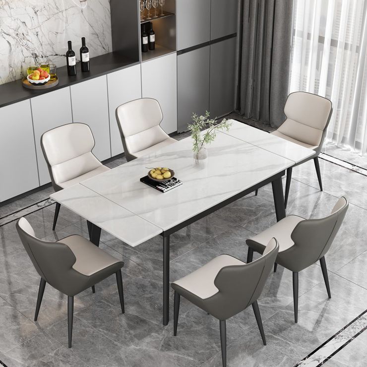 Contemporary 1/4/5/7 Pieces Dining Chairs Set Stone Rectangle Furniture in White