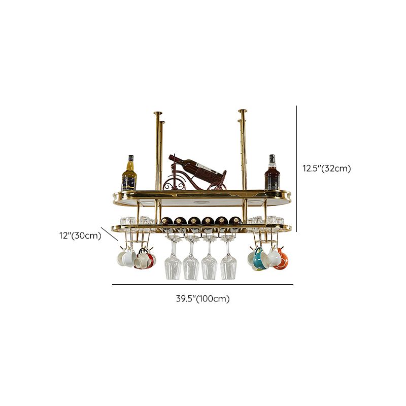 Stainless Steel Wine Rack Modern Style Hanging Wine Rack Holder in Gold