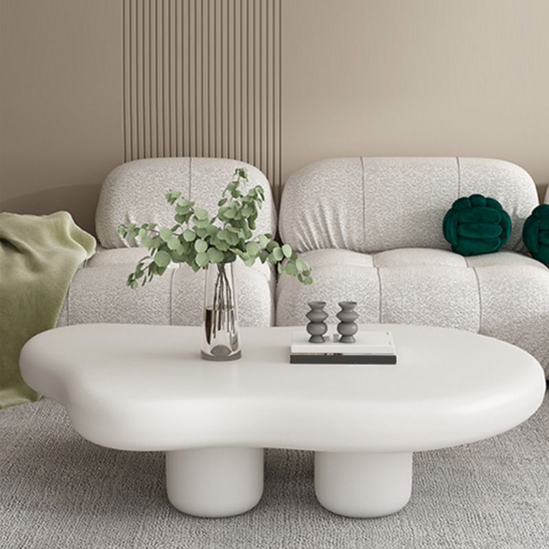 Scandinavian 4 Legs Coffee Table Free form Wooden Cocktail Table in White