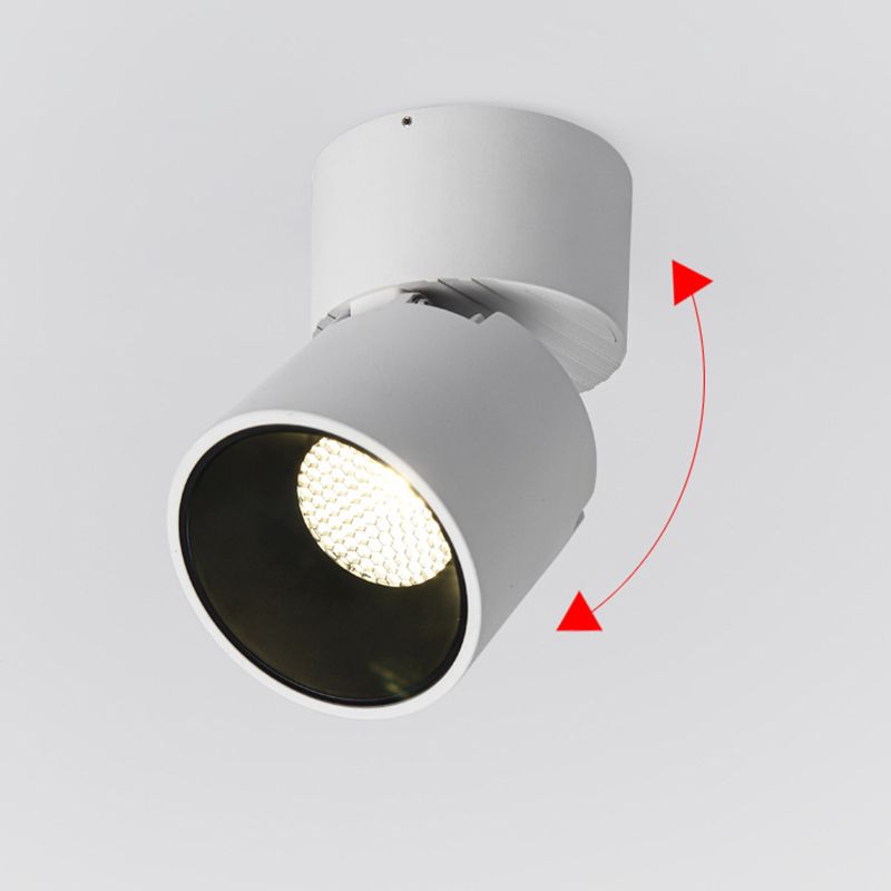 Adjustable Cylindrical LED Downlight Nordic Metal White and Black Inner Ceiling Lamp for Living Room