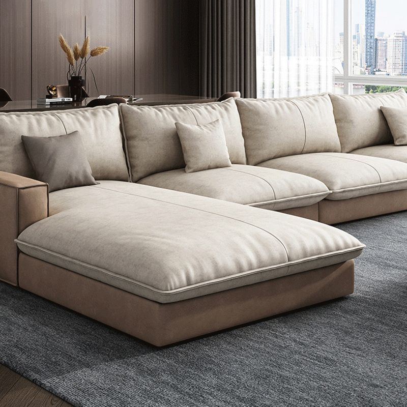 Assembled Living Room Square Arm Modular Contemporary Sofa & Chaise