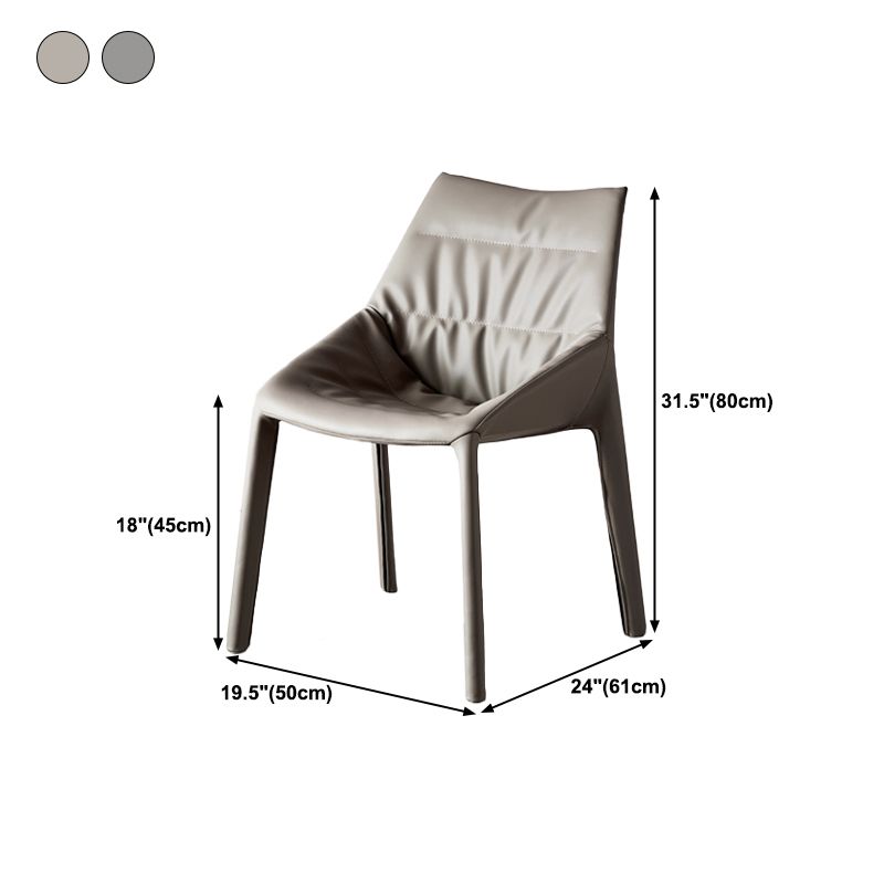 Modern Gray Dining Side Chair Faux Leather Armless Dining Chairs
