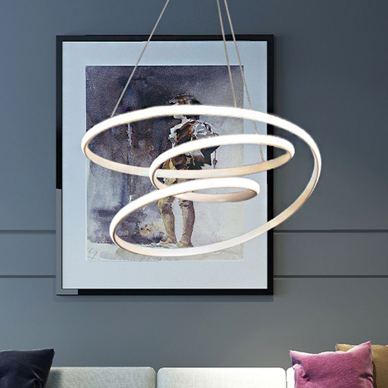 Spiraler Kronleuchter Minimalismus Acrylweiß/Kaffee -LED Hängende Decke Licht in warmem/natürlichen Licht