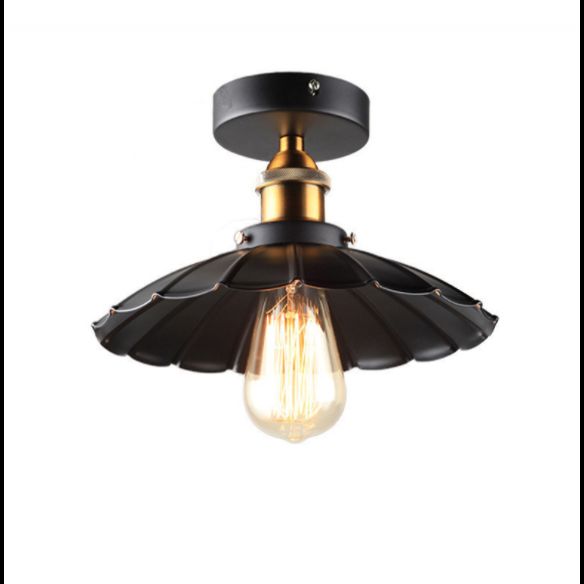 Luminaire semi-encastré évasé de style vintage en métal, éclairage semi-encastré en noir