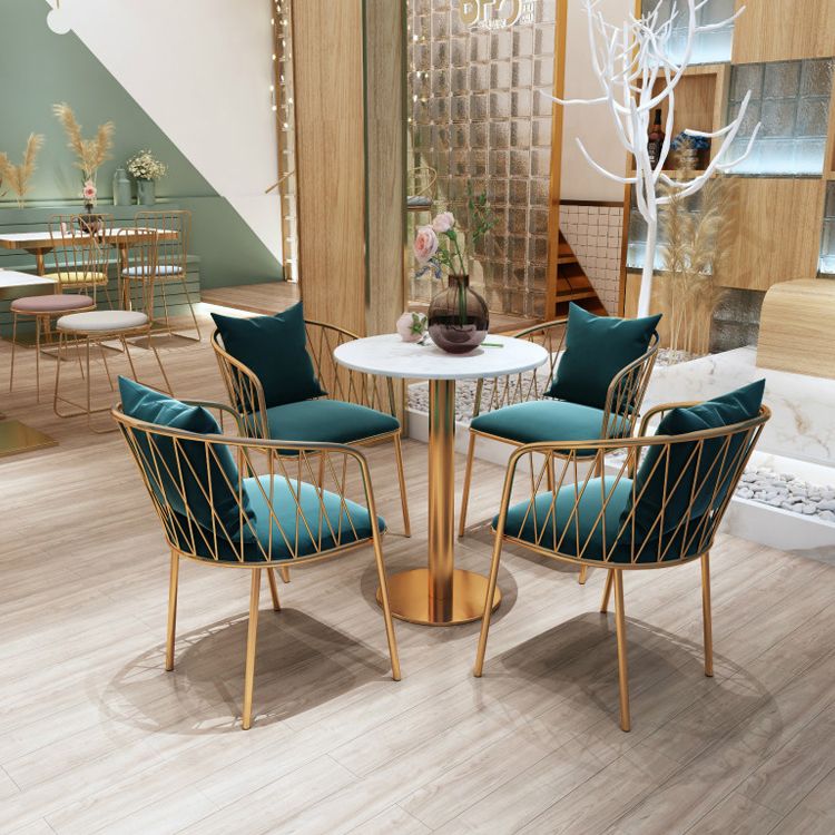 Glam Style Faux Marble Dining Set Round 1/2/3/4/5 Pieces Dining Set for Home Use