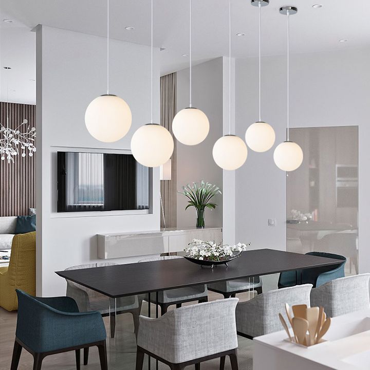 Moderna sfera di design minimalista lampada sospesa Opal Glass Glass Glass 1 Luce Light Light