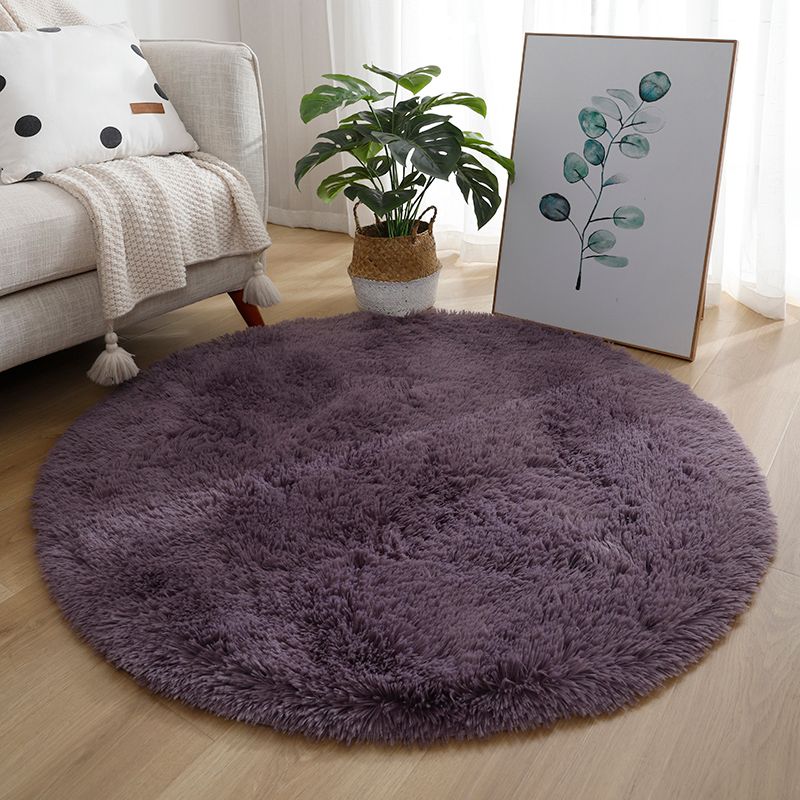 Round Dark Color Solid Rug Polyester eigentijdse anti-slip achterste binnenvleed tapijt voor woonkamer