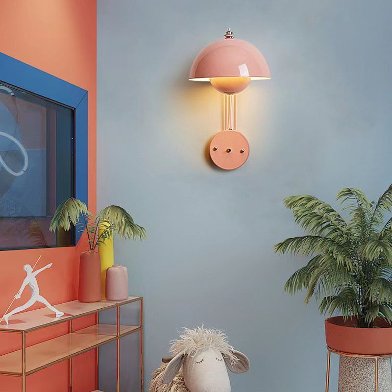 Steel Nordic Wall Lamp Dome Shade Wall Lighting Fixture in 4 Colors