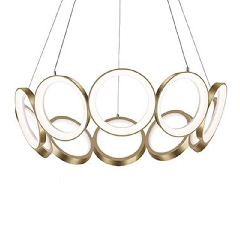 Circles Chandelier Lighting Fixture Modern LED Stainless Steel Hanging Chandelier Lamp