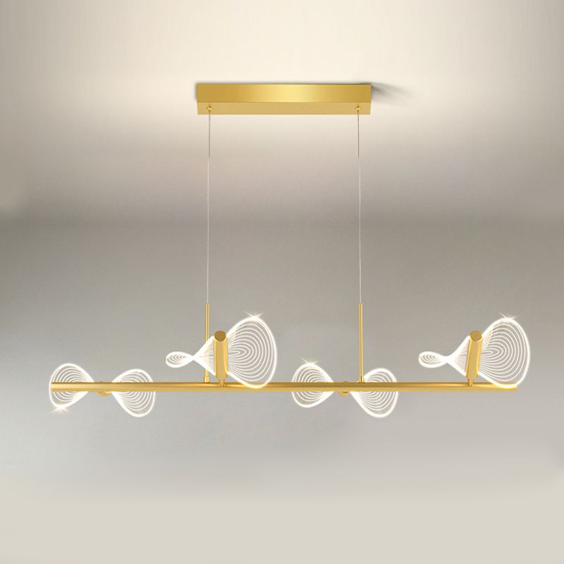 Minimalistische LED Island Lampe Bogenknotenform hängende Licht mit Acrylschatten für Esszimmer