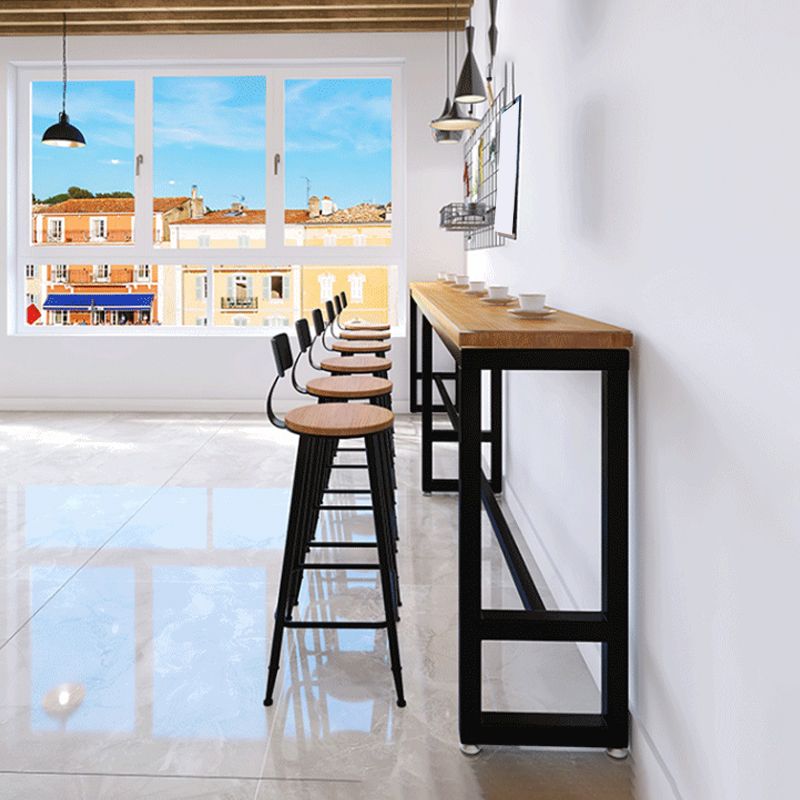 Industrial Bar Table Bar Height Rectangle Solid Wood Pub Table for Home