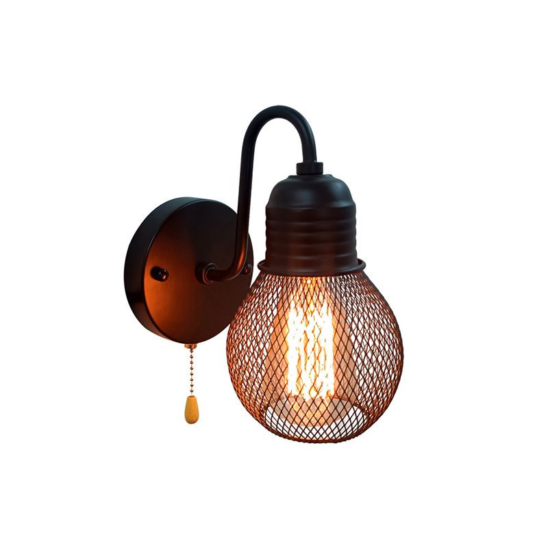 Industrial Wall Sconce Ball Shape Wall Light with Metal Shade for Bedroom