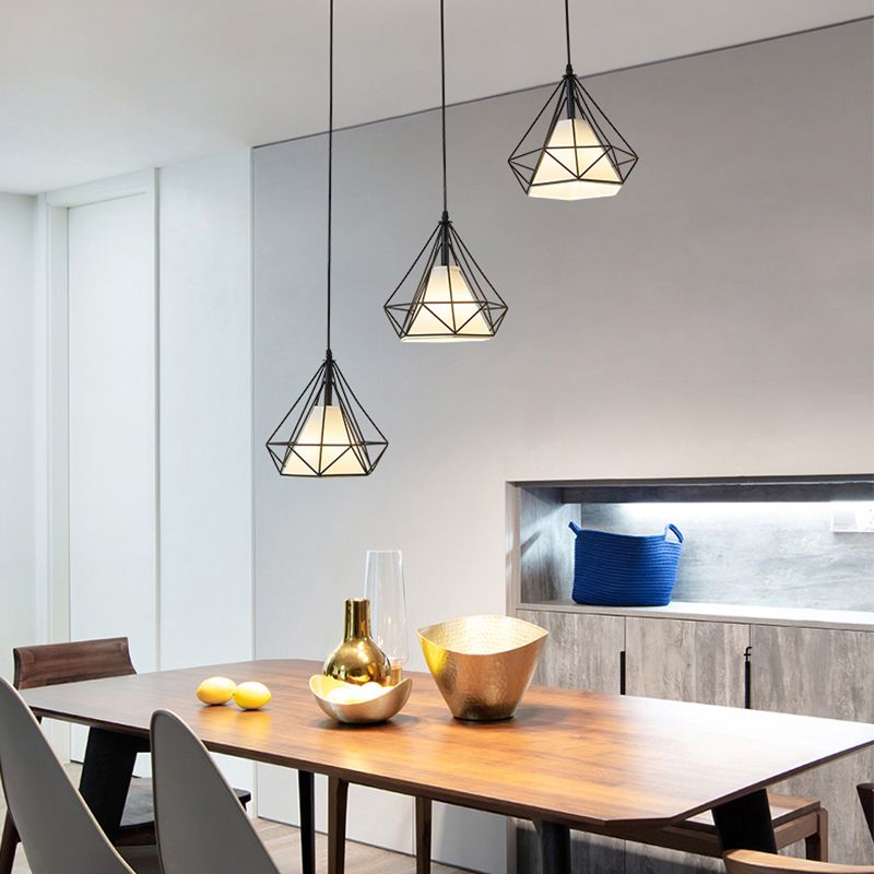 Forme de diamant Éclairage suspendu de style postmoderne Metal Light Pendant pour le chevet