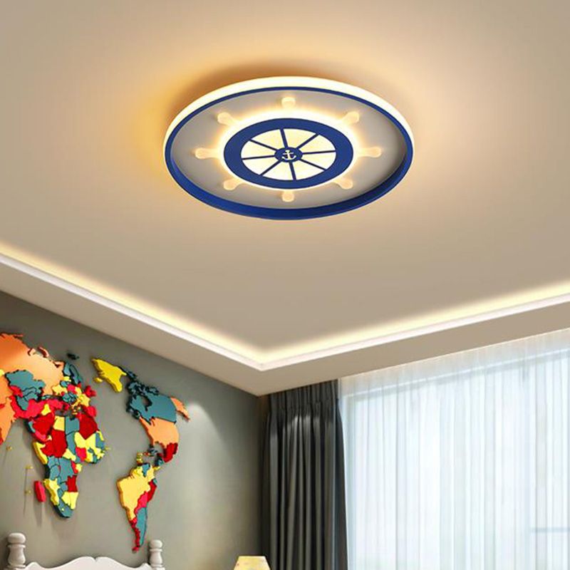 Luminaire encastré LED minimaliste plafonnier cercle bleu avec abat-jour en métal