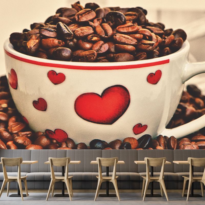 Commercial Use Photography Modern Mural Wallpaper with Coffee Bean Graphic for Coffee Bar