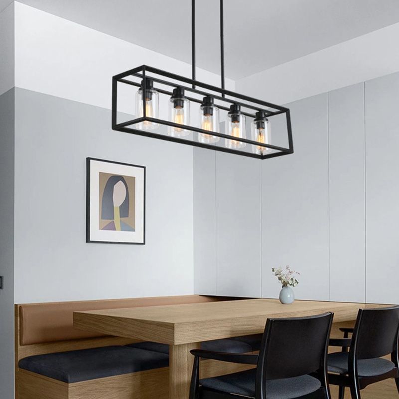 Rectangle Island Chandelier Lights Industrial Style Metal Chandelier Lighting Fixtures for Kitchen