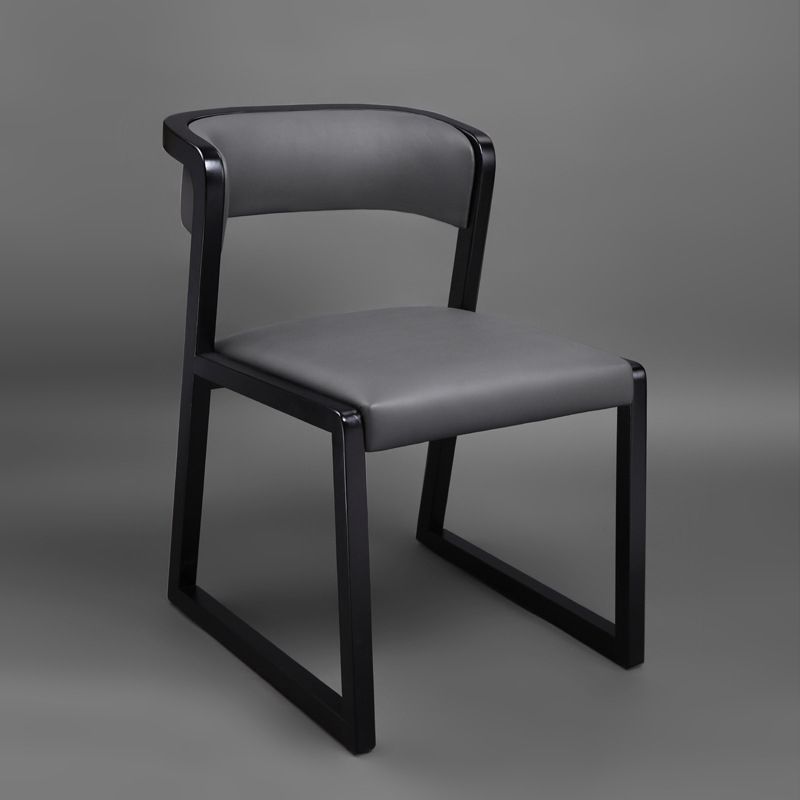 Open Back Side Chair Industrial Style PU Leather Dining Chairs for Home