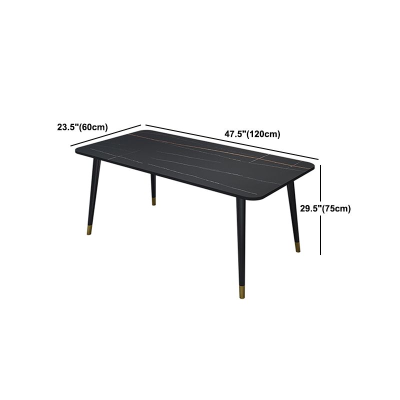 Black Rectangle Dining Table Set 1/2/5/7 Pieces Stone and Metal Dinette Set