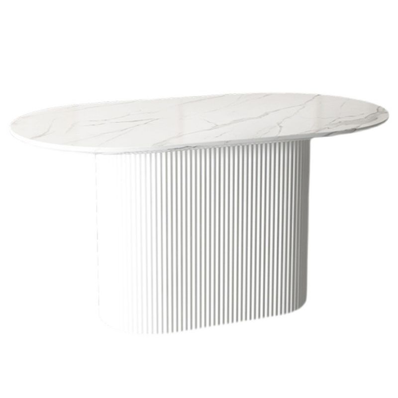 White Top Dining Table Contemporary Oval Dining Table with Pedestal Base