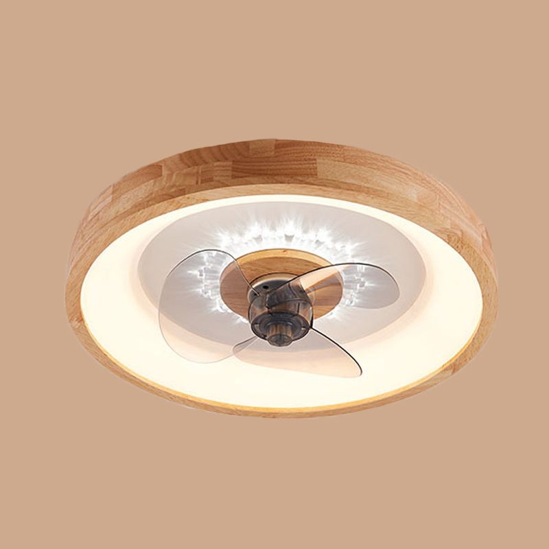 Nordische runde Deckenlüfter Lampe Naturholz Schlafzimmer LED SEMI Flush Mount Leuchte