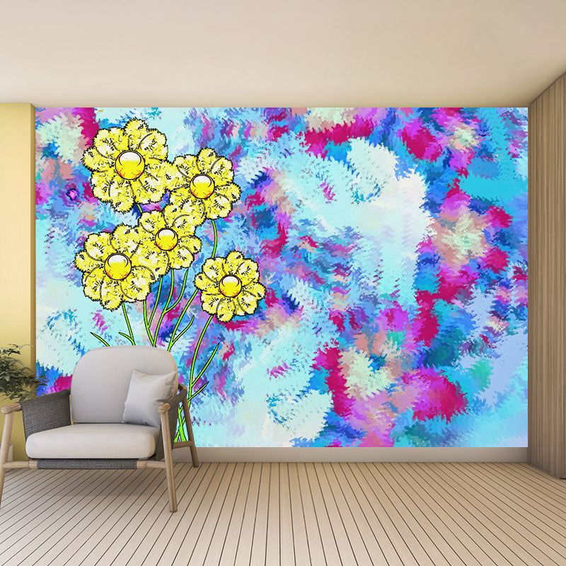 Illustration Stain Resistant Mural Wallpaper Plant Pattern Living Room Wall Mural