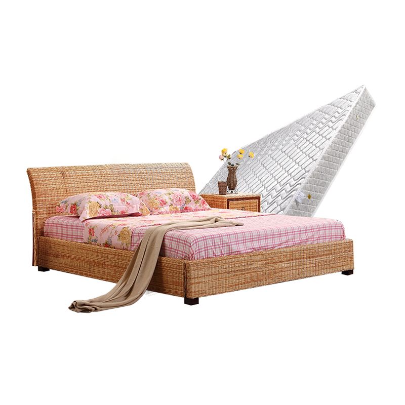Tropical Rattan Standard Bed Brown 37.40" High Bed with Headboard