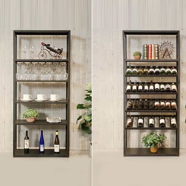 Modern Floor Wine Bottle & Glass Rack Metal Wine Rack with Shelf