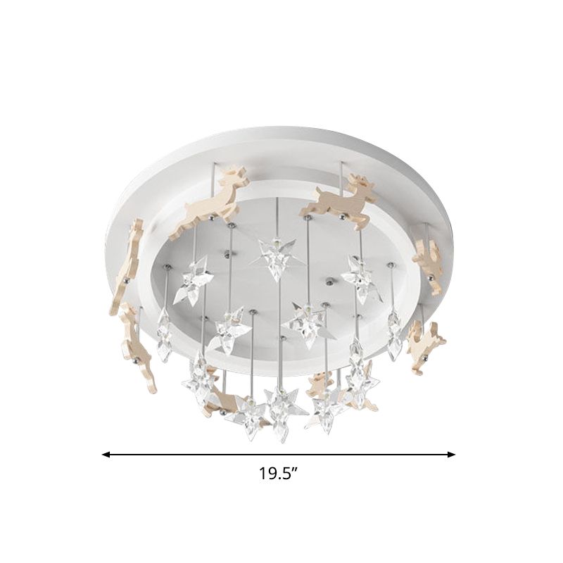 Elk Carousel Acrylic Semi Mount Lighting Kid White LED Ceiling Flush Light in Warm/White Light