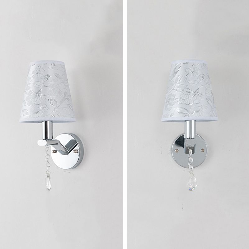 Modernist Wall Sconce Tapered Wall Light Fixture with Fabric for Bedroom