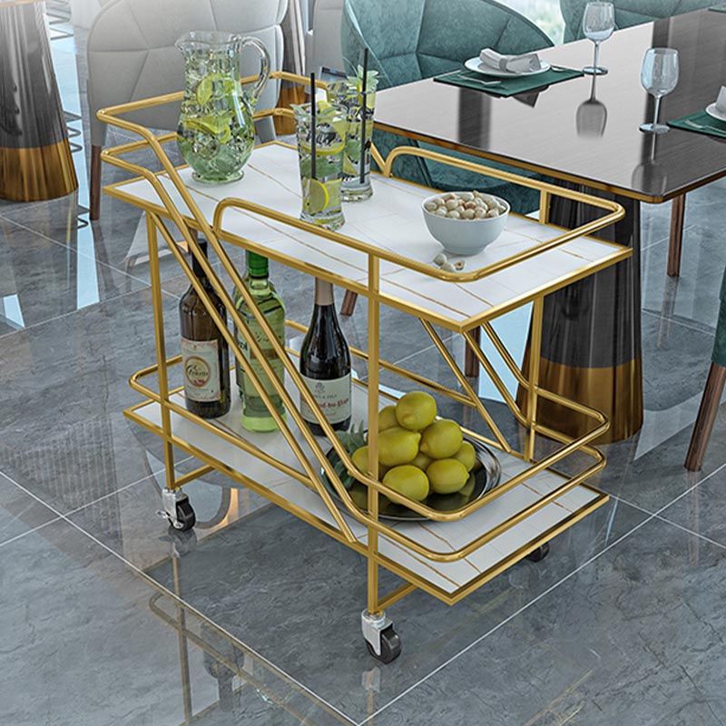 Contemporary Metal Prep Table 32.68"H Rolling Prep Table for Dining Room