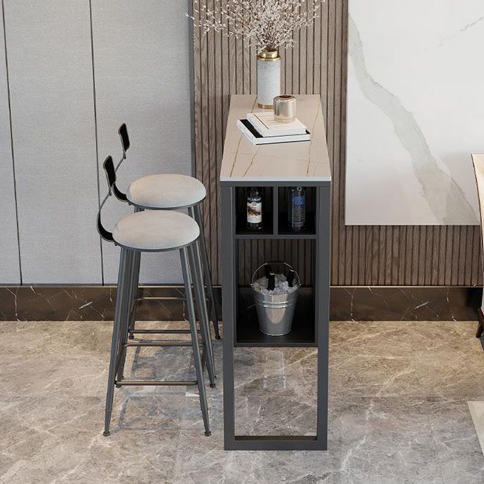 Industrial Style Bar Table Set 1/2/3 Pieces Stone Rectangle Fixed Bistro Set