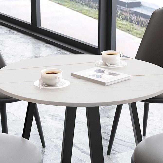 Luxury Style Home Sintered Stone Dining Table 4 Legs Metallic Base Round Table