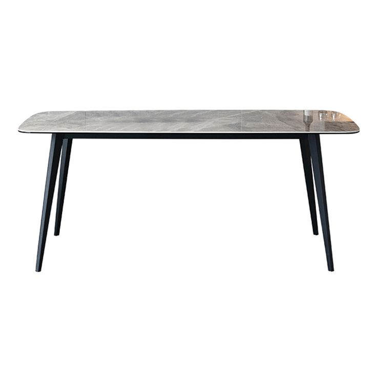 Industrial Style Sintered Stone Dining Table 4 Legs Carbon Steel Base Rectangle Table