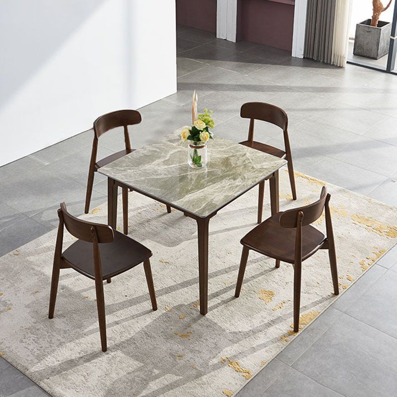 Armless Wooden Legs Dining Chairs Minimalist Design Open Back Dining Side Chair