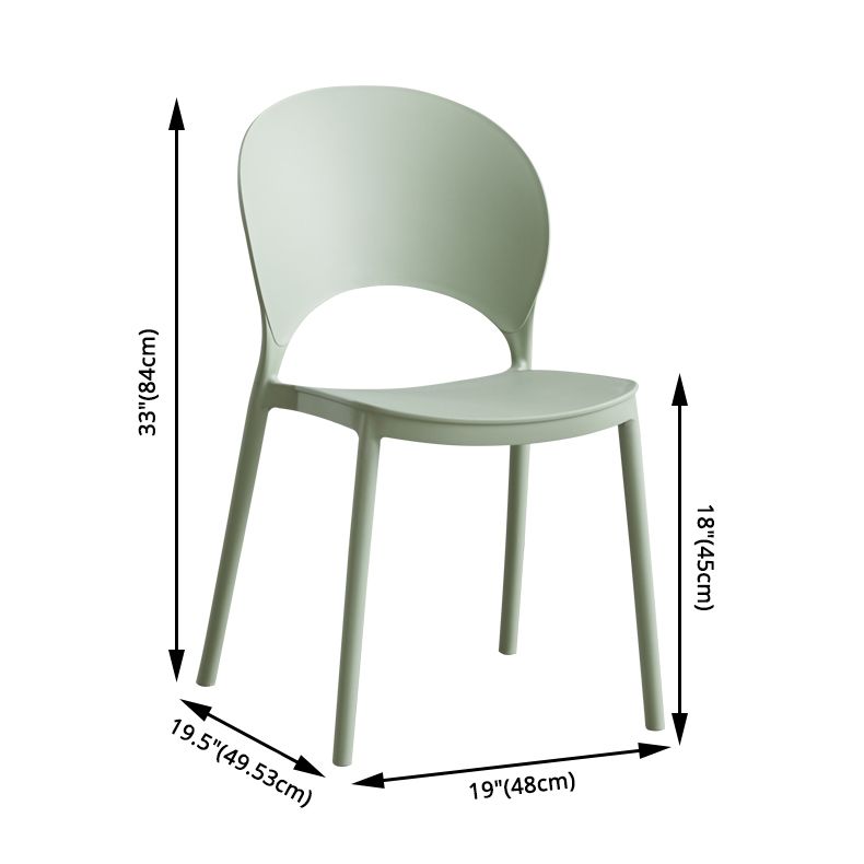 Home Nordic Stackable Side Chair Open Back Plastic Kitchen Dining Room Chair