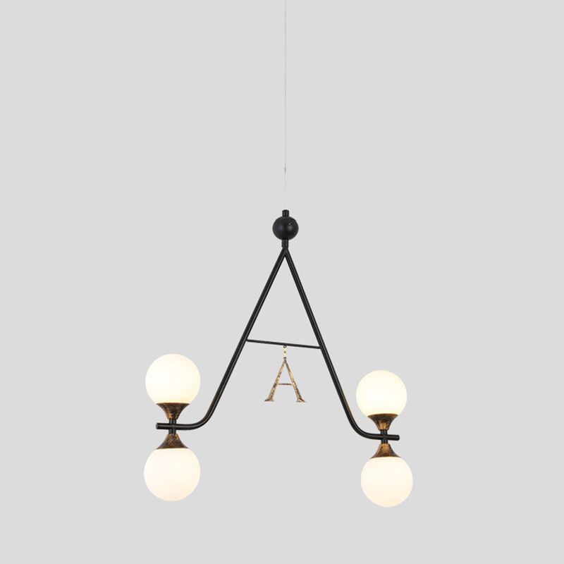 Schwarz A/V-Letter-Formed Deckenkraut Modernist 4 Köpfe Eisen LED Hängende Anhänger Licht