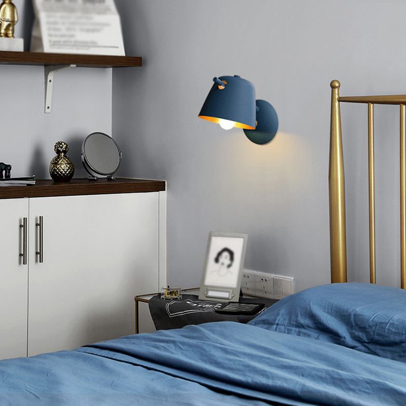 1-Light Wall Lamp Macaron Style Wall Mount Lamp with Metal for Living Room