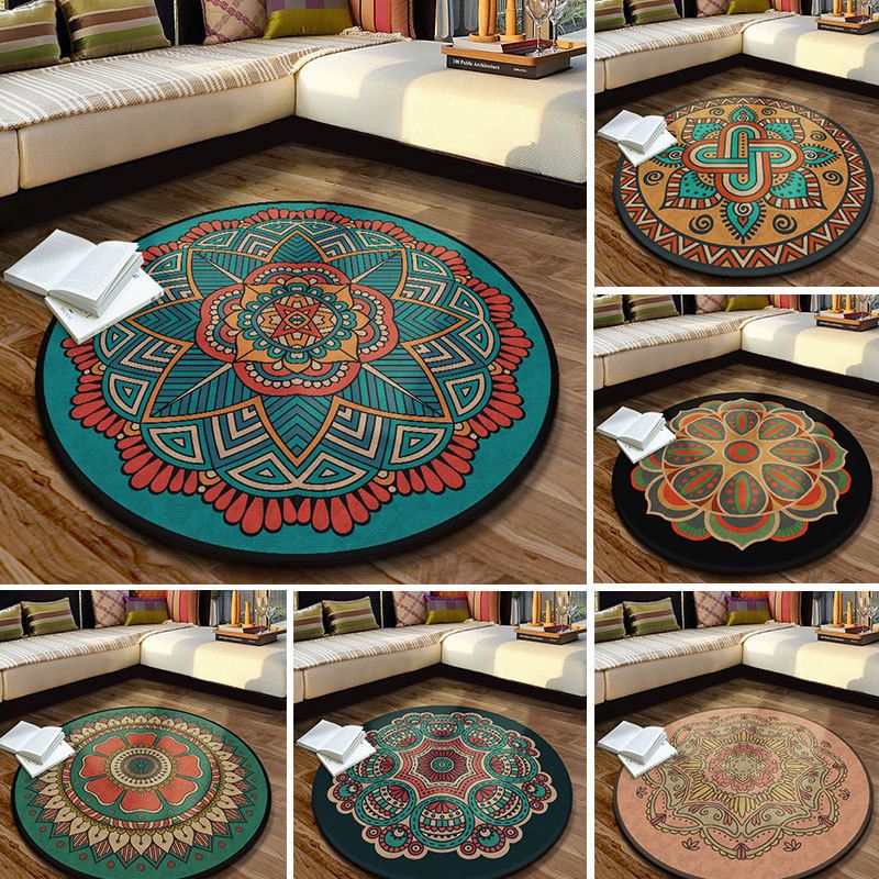 Multi Color Moroccan Rug Synthetics Blossom Patterned Carpet Anti-Slip Backing Stain Resistant Machine Washable Rug for Dining Room