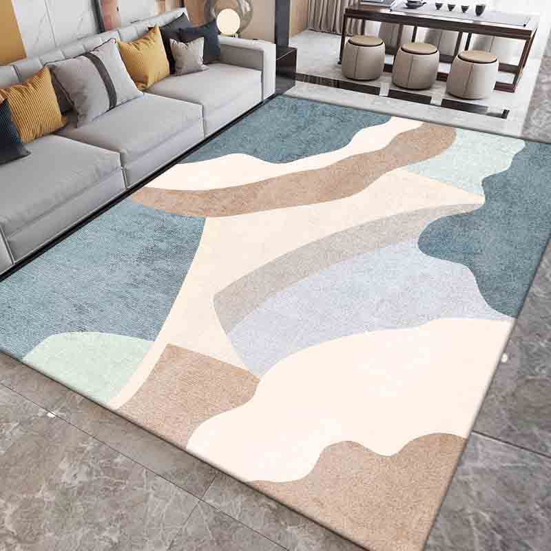 Grey Graphic Carpet Polyester Simple Area Carpet Washable Carpet for Home Decor