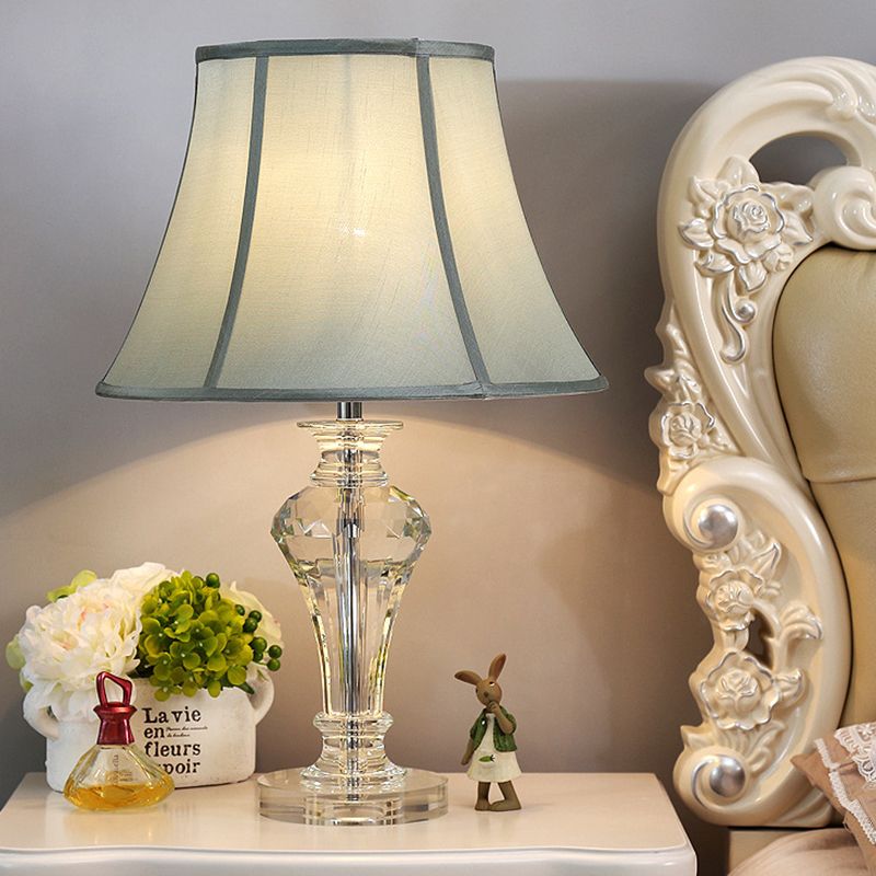 Lampada da tavolo a forma di vaso moderno cristallo smusso 1 head blu lettura luce, 21,5 "/23" di lunghezza