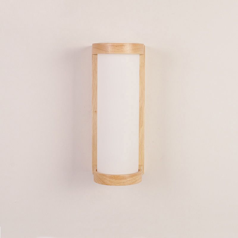 Lámpara de apliques de pared de cilindro japonés vidrio blanco de pared de noche de pared