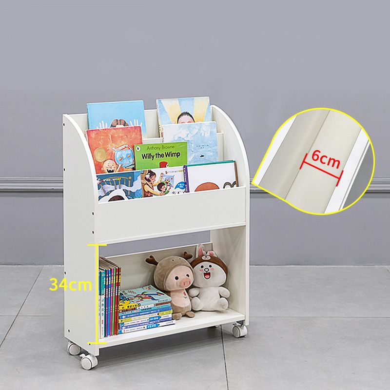 Contemporary Ladder Bookcase Manufactured Wood Bookshelf with Caster Wheels