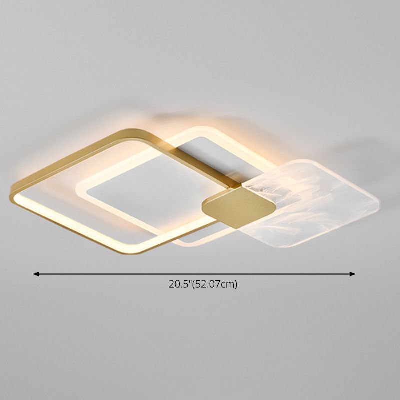Apparecchio a soffitto sovrapposto Illuminazione semplice da incasso a LED in acrilico dorato per soggiorno