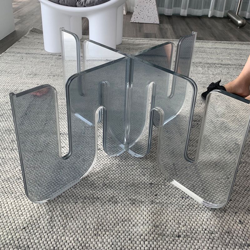 Acrylic Round Coffee Table Clear Cocktail Table for Living Room