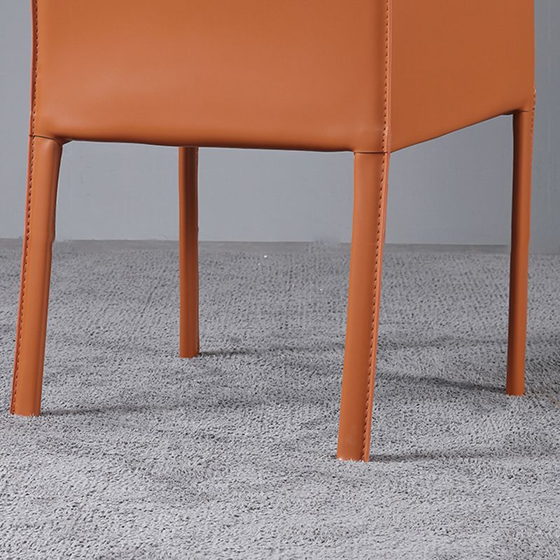 Modern Arm Chair Leather Indoor Dining Chair with Metal Base