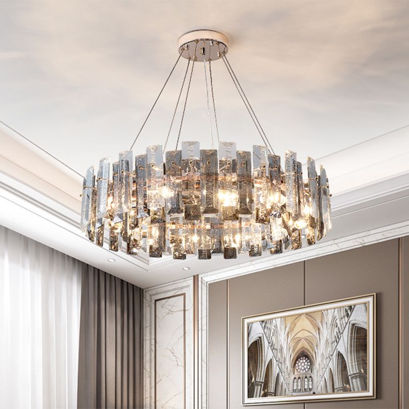 Luce soffitto a sospensione tamburo modernista modernista fumio grigio cristallo soggiorno lampada lampada