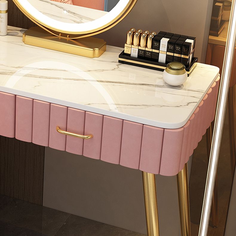 Lighted Mirror Makeup Vanity Desk Standing Makeup Vanity Set with Drawer
