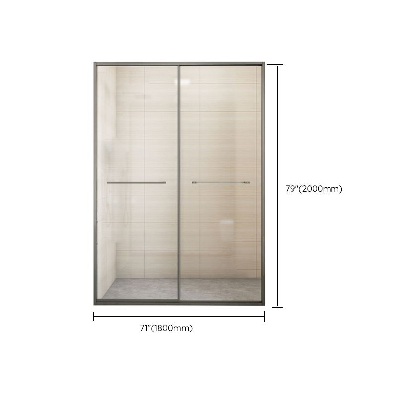 Matte Gray Bypass Shower Door Full Frame Tempered Glass Shower Door