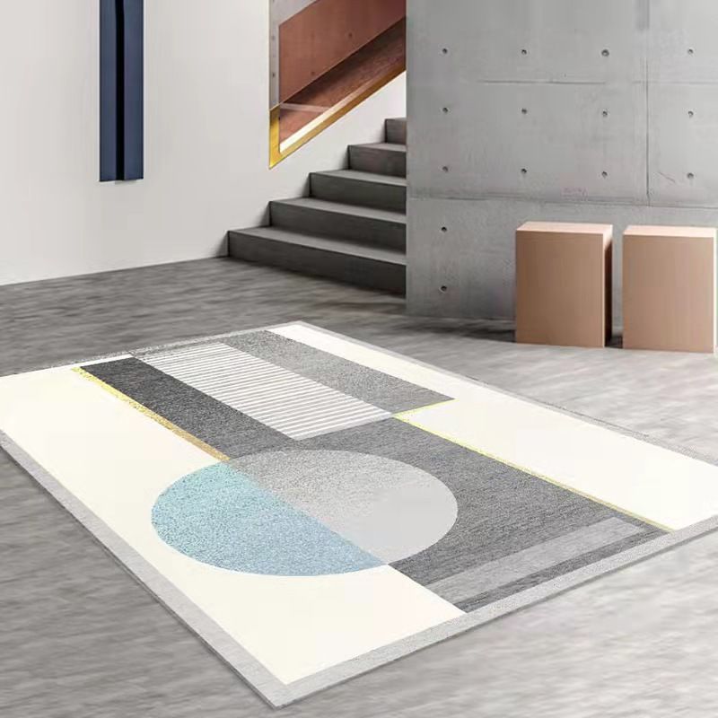 Minimalist Geometry Pattern Rug Polyester Area Carpet Non-Slip Backing Indoor Rug for Living Room