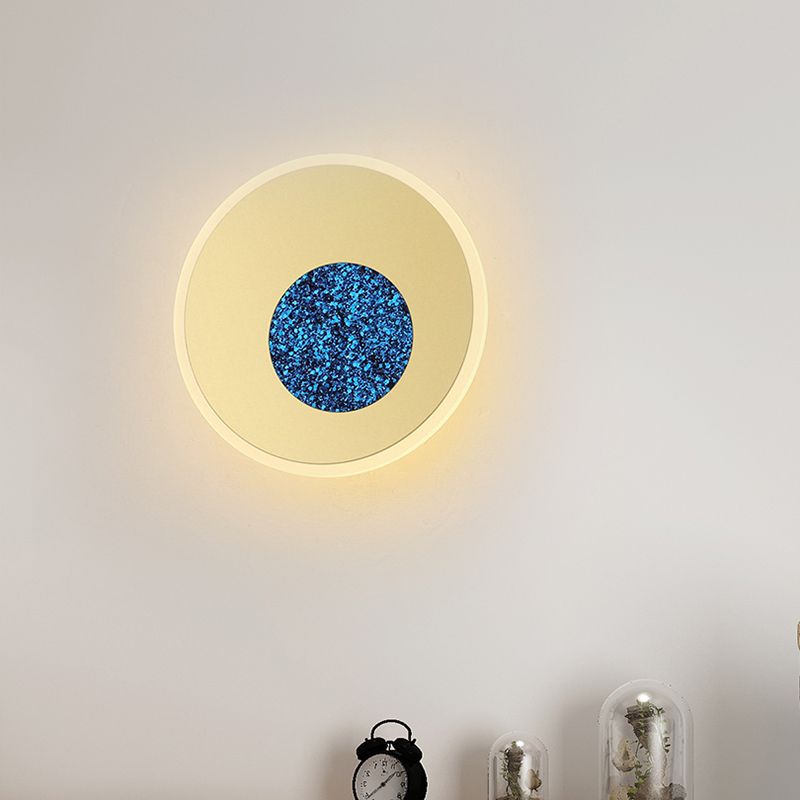 Luz de la plataforma azul redonda lámpara de pared LED acrílica posmoderna para corredor, diámetro de 8 "/11"